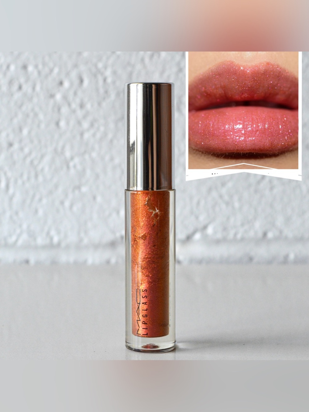 MAC Lipglass Lipgloss *CAKETOP* Limited Edition RARE Metallic Pink Copper